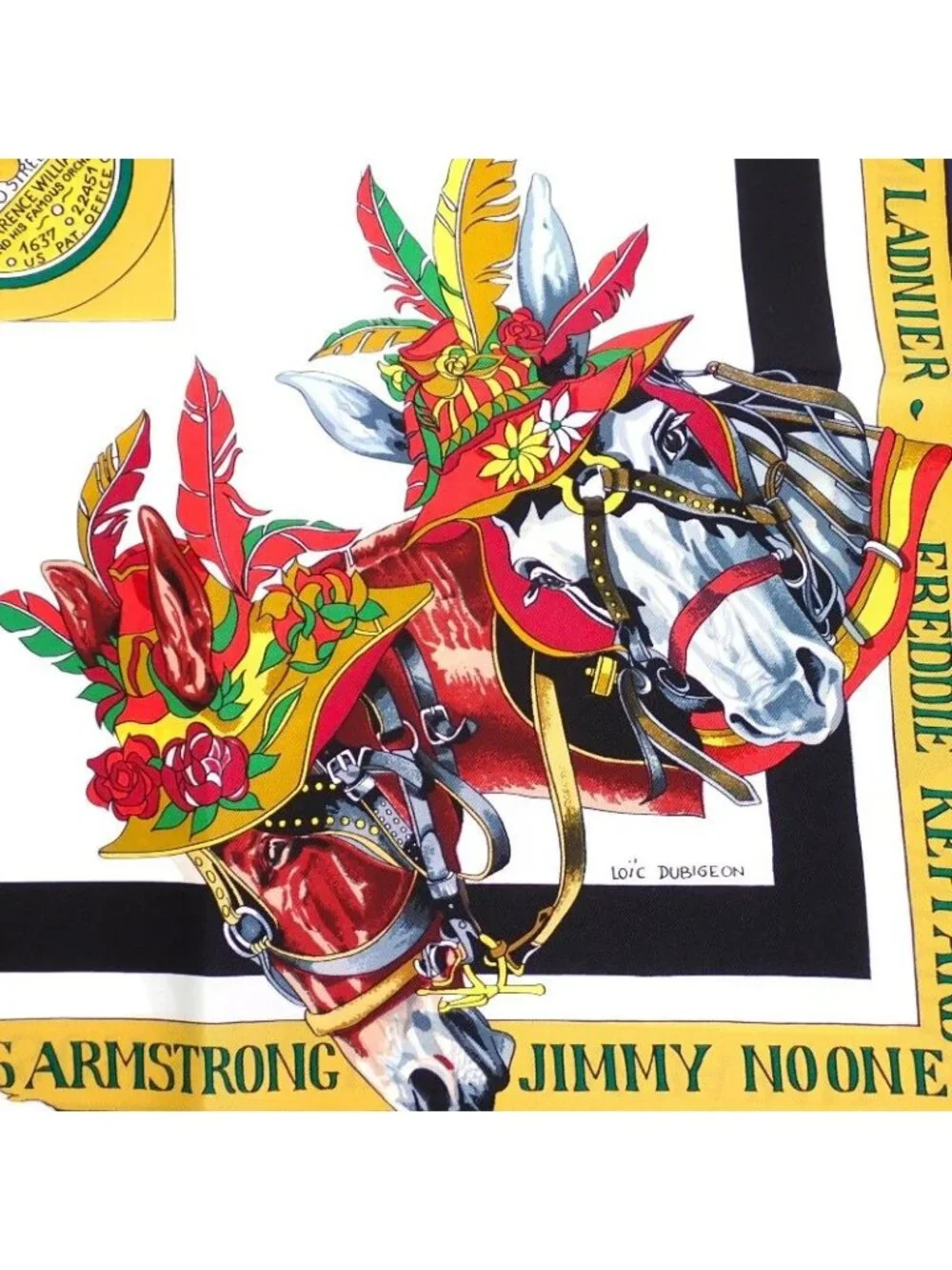 Hermes Carre 90 the Original New Orleans Creole Jazz Vintage Scarf Silk Navy